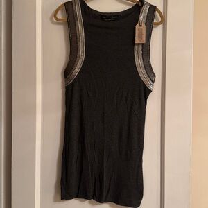 All Saints - Siri Vest Charcoal Dress - size 2 w metal embellishments - unique